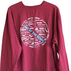 Upcycled Lake of the Ozarks Tee: Magenta Landmarks & Marinas Graphic, Size 2XL